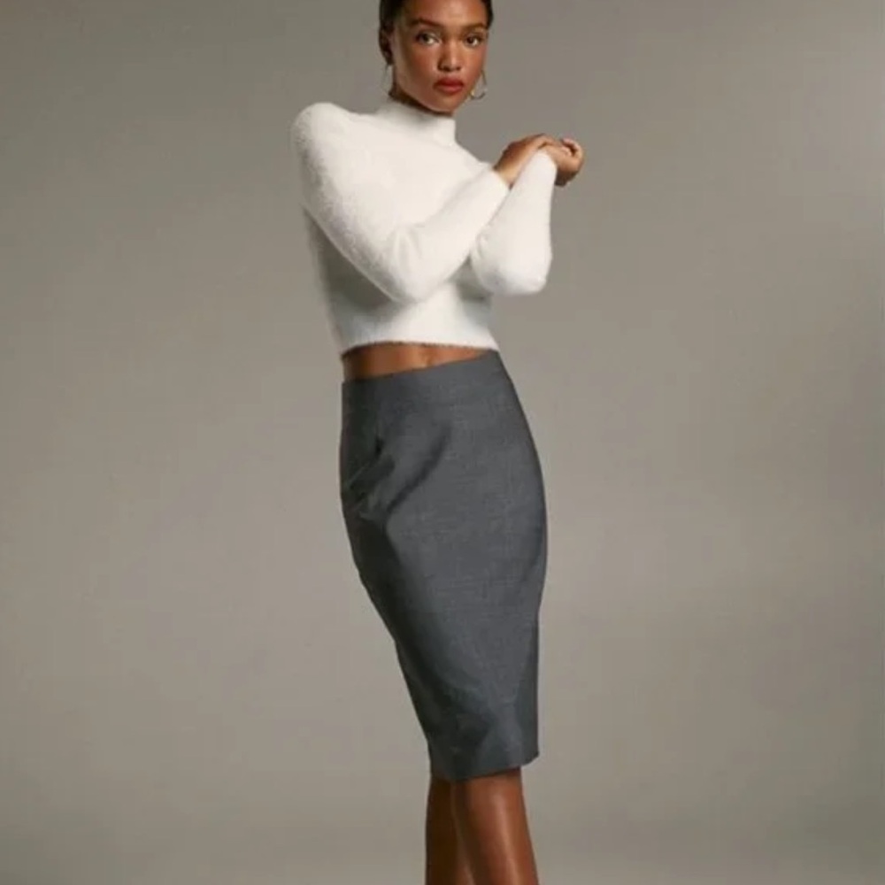 Aritzia Babaton Gray Midi Pencil Skirt